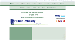 Desktop Screenshot of familydentistryofnovi.com